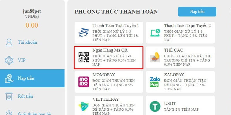 Nạp tiền vào tài khoản C54 bằng máy ATM - C54